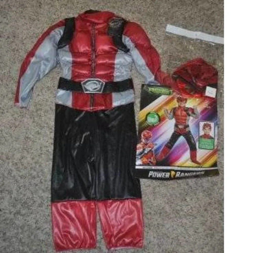 Power Rangers Halloween Costume 2T Red Muscle Jumpsuit & Headpiece Boys Toddler
